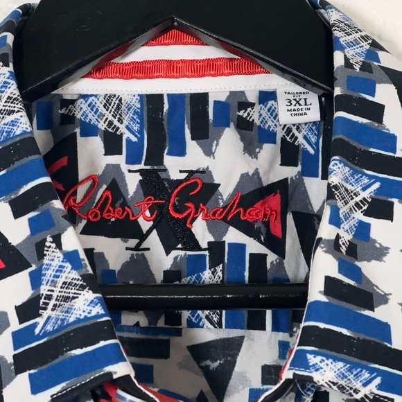 Robert Graham Tailored Fit Geometric Retro Pattern S/S Button Shirt Men's 3XL - Picture 2 of 9